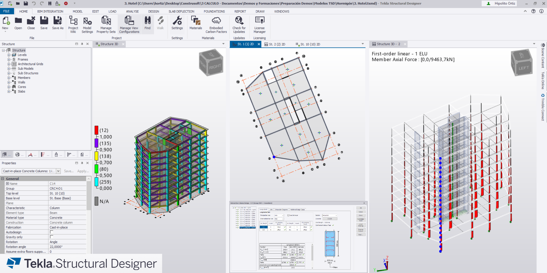 Interfaz de Tekla Structural Designer
