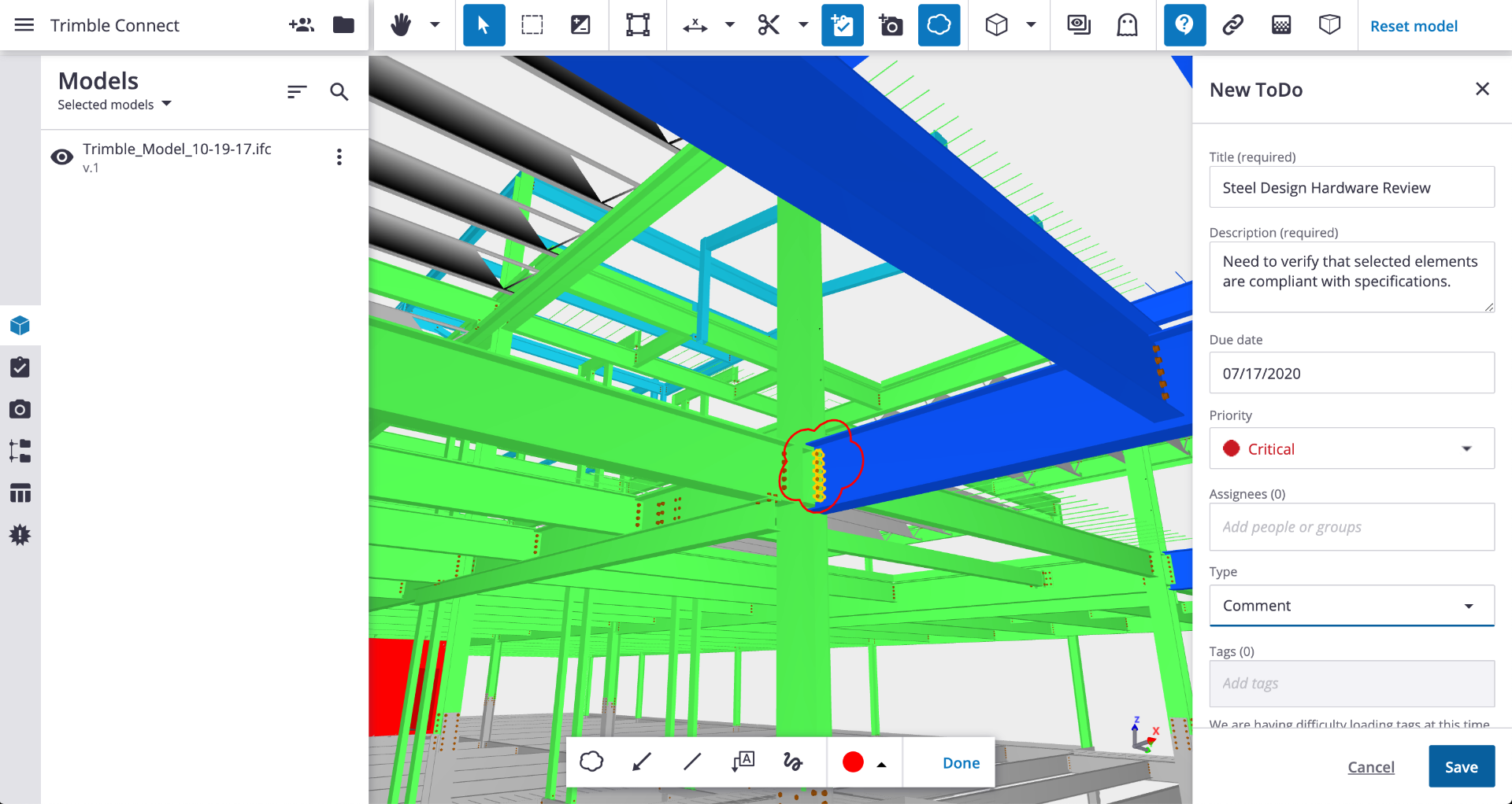 Interfaz de Trimble Connect