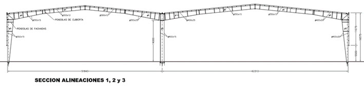 Figura.0.1. Elevación de uno de los ejes transversales de la estructura.